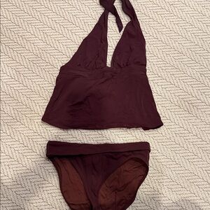 Burgundy Halter tankini  Set. Size M Robin Piccone